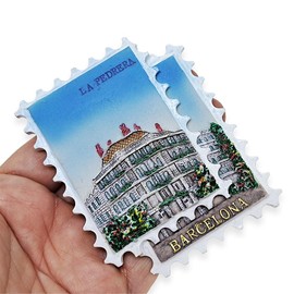 WitnyStore Tiny 3" La Pedrera Casa Mila Barcelona Catalonia Spain - Miniature Hand Made Resin 3D Europe Landmark Tourist Attractions Decorative Refrigerator Fridge Magnets Collectible Souvenirs Gifts