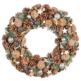 XL 50cm Christmas Wreath Blueberry & Ivy Pine Cone Hanging Door Garland Decoration