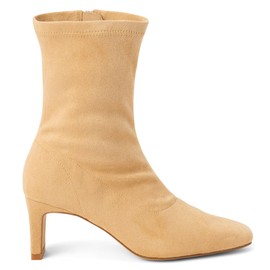 Matisse Womens Loren Square Toe Zippered Casual Boots Ankle Mid Heel 2-3" - Beige - Size 7.5 M