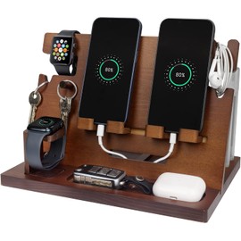 Gifts for Men, Wooden Phone Docking Station, Watches, Wallets, Bedside Organiser Gift Husband, Gift for Him, Father, Brother, Christmas, Anniversary, Birthday Gift for Men, Dad Gifts