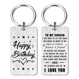 Gezxin Cousin Birthday Gifts for Women Men- Happy birthday cousin Keychain for Female Male- Bday Gifts Ideas for Cousin Boy Girl- Little Cousin Birthday Presents