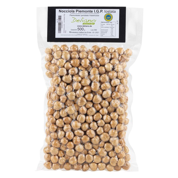 Deliano Roasted Hazelnuts igp Nuts Whole Peeled Tonda Gentile Natural 500 g