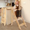 Foldable Toddler Tower with Safety Nets, 3 Adjustable Height Learning