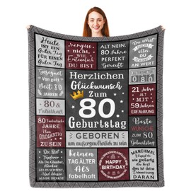 Parcae Gifts for 80th Birthday Man, 80th Birthday Man, 1945 Vintage Gift, Decoration 80th Birthday Man, Gift 80th Birthday Man Women Blanket 150 x 130 cm