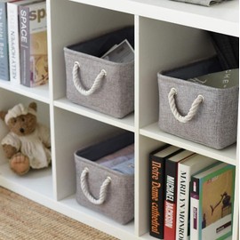 TcaFmac Organization and Storage Basket for Organizing - Large 4 Pack 16x12x8 inch Collapsible Storage Bins for Shelves, Fabric Storage Cubes for Closet Cloth Toy Books Gifts (Grey)