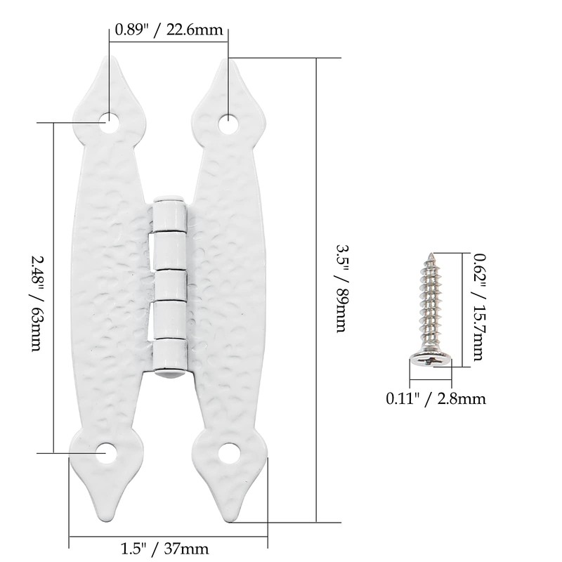 Rierdge 4 Pcs White Flush H-Hinges, Antique H-Shape Hinges for