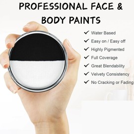 2Pcs Face Body Paint, Black+White&Blue+red Two-Tone Platter kit Water Based Face Body Makeup Pigment, Professional Water Soluble Palette Paint for Adults Kids, Painting for Stage Performance Makeup