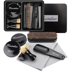 NXQAPUO Kits de Cuidado de Zapatos,Kit de 7 esmaltes de zapatos de viaje para hombres,Cuidado del Calzado, Equipo para Lustrar Calzado,Ideal para cumpleaños, graduación, regalos de nuevo trabajo.