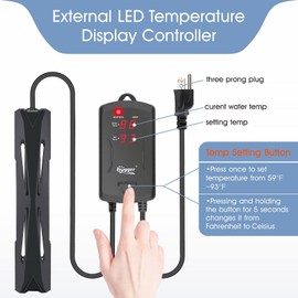hygger Newly Quartz Fully Submersible Aquarium Heater, 200W Fish Tank Heater with LED Display Controller for 25-50 Gallons Marine and Freshwater Tank Heater
