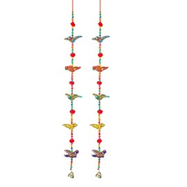 Set of 2 Door Hanging 5 Fabric Flying Birds String with Bell, Indian Traditional Festival Decoration Gift for Wall Temple Bedroom Kids Room Home Décor, Gifting (Size :- 30"/2.5 Feets Approx)