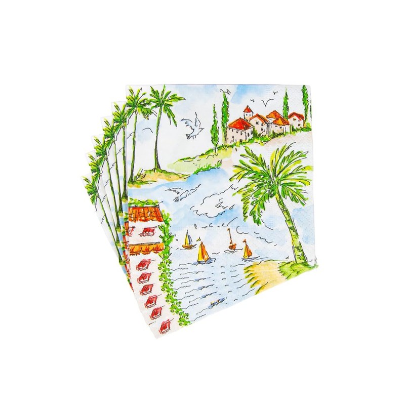 Caspari Mallorca Cocktail Napkins - 20 Per Package