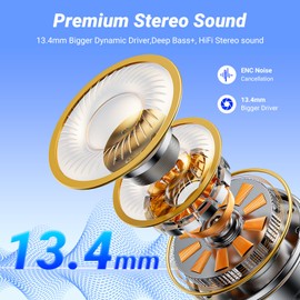 Wireless Earbuds Bluetooth Headphones Bluetooth 5.4 Ear Buds with 4 ENC Noise Canceling Mic Headsets, HiFi Stereo 42hrs Playback Earphones with LED Power Display for Sports/Workout/Running White