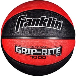 Franklin Sports Grip-Rite 1000 Youth Basketball - Durable Construction - Junior Size Basketball for School, Camp, Home Practice - Indoor and Outdoor Ball - Black/Red - 27.5"