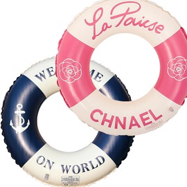 Inflatable Swimming Ring, 2 Pieces Swimming Hoops, Large Swimming Ring, Water Toy for Pool and Beach Party Toy for Children and Adults (Blue + Pink)