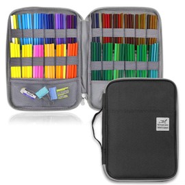 YOUSHARES 96 Slots Pencil Case - Pens Pencil Case Large Capacity Pen Holder Pencil Case for Prismacolor Watercolour Pencils Gel Pens for Students and Artists Pencil Case Black