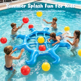 Pool Toys Game Set - Giant Inflatable Tic Tac Toe Pool Games for Adults Kids，Fun Pool Toys Pool Cornhole for 4-12, Family Pool Party Games with 10 Balls for Swimming Pool, Beach, Yards Outdoor
