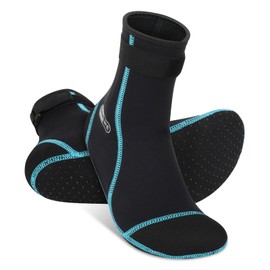 Gimilife Neoprene Socks, 3 mm Neoprene Socks for Men and Women, Neoprene Shoes, Water Socks, Thermal Socks, Diving Shoes for Diving, Snorkelling, Swimming, Surfing, Sailing, Kay, Black-Aqua, L