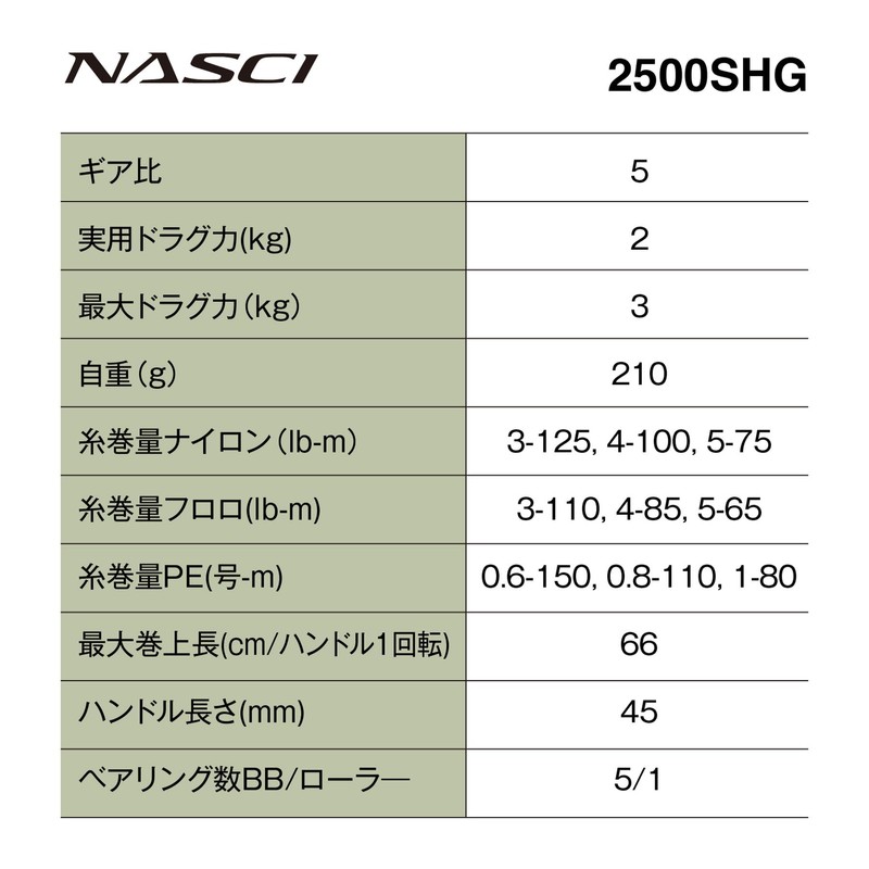 Shimano 2500SHG Spinning Reel 26 NASSKY
