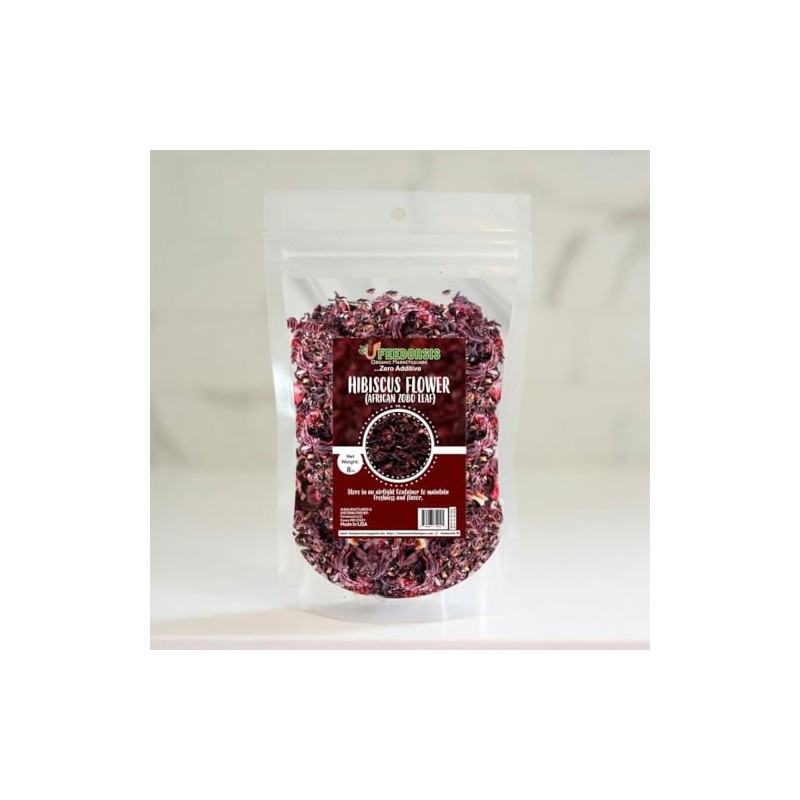 FOM~S Dried Hibiscus flower Roselle Leaf (Sabdariffa) Zobo 8oz/227g Zero