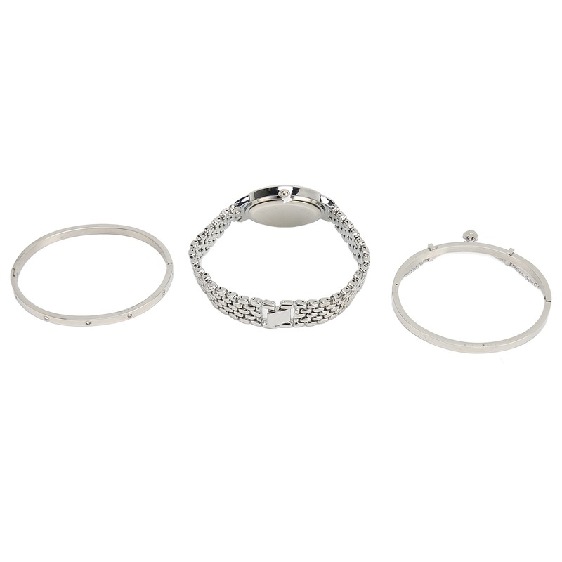 3pcs Women Watch Rhinestone Bracelet Set Accurate Time Stylish Waterproof