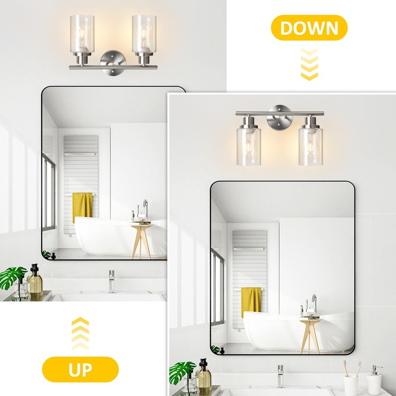 Unicozin 2 Light Vanity Lights, Brushed Nickel Wall Sconce Light