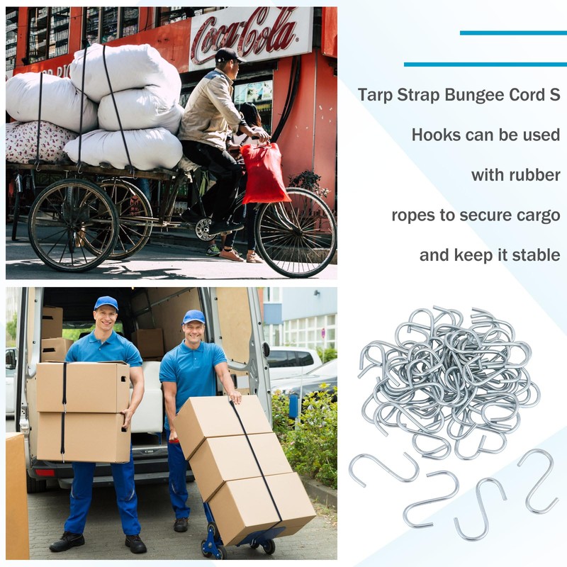 Yaocom 50 Pcs Tarp Strap Bungee Cord S Hooks Steel