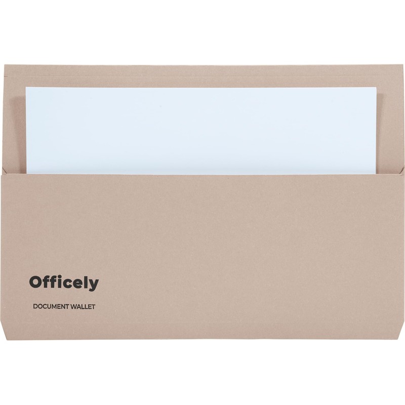 Officely Foolscap Document Wallets 285gsm - Buff (Pack of 5)