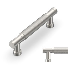 Amerdeco 10 Pack 3.75 Inch(96mm) Brushed Satin Nickel Cabinet Pulls Knurled Kitchen Cabinet Handles, Cabinet Pulls Kitchen Cabinet Hardware for Cupboard Drawer Pulls AM028