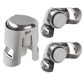Pack of 3 Stainless Steel Champagne Stoppers, Leak-Proof Prosecco Sealing Cork, Reusable Champagne Bottle Stopper, Champagne Protective Plug, Champagne Vacuum Stopper for Wedding Gift