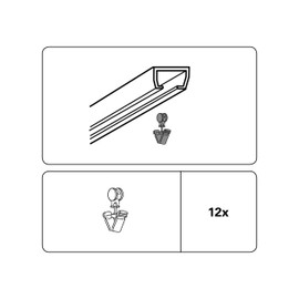 GARDINIA 12 x White Plastic Curtain Track U Track Roller Rings With Clamp