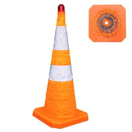 70CM Foldable Traffic Cone - Orange | Reflective Collapsible Safety Cone | Portable Warning Cone for Roadside Emergencies and Parking (1)