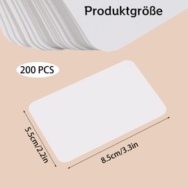 200 Sheets of Blank Index Cards 350 g/m², 8.5 x 5.5 cm Blank Paper Cards Presentation Cards White Kraft Paper Cards for DIY School Office Vocabulary Learning
