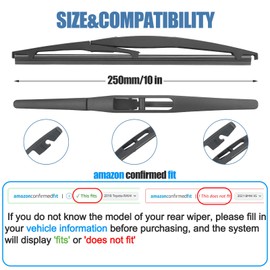 10" Rear Wiper Blade For Nissan Leaf 17-11 /Honda HRV 22-16，CR-V 24-23 /Mitsubishi Outlander Sport 24-11，Eclipse Cross 20-18，ASX 15-13，Montero Sport 21-19，RVR 22-10 Back Windshield Wiper (H250/10-B)