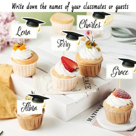 2024 Graduation Party Decorations - 60Pack Graduation Cupcake Toppers - Grad Name Labels, Graduation Decorations Class for High School College Grad Kindergarten Student Nurse Law