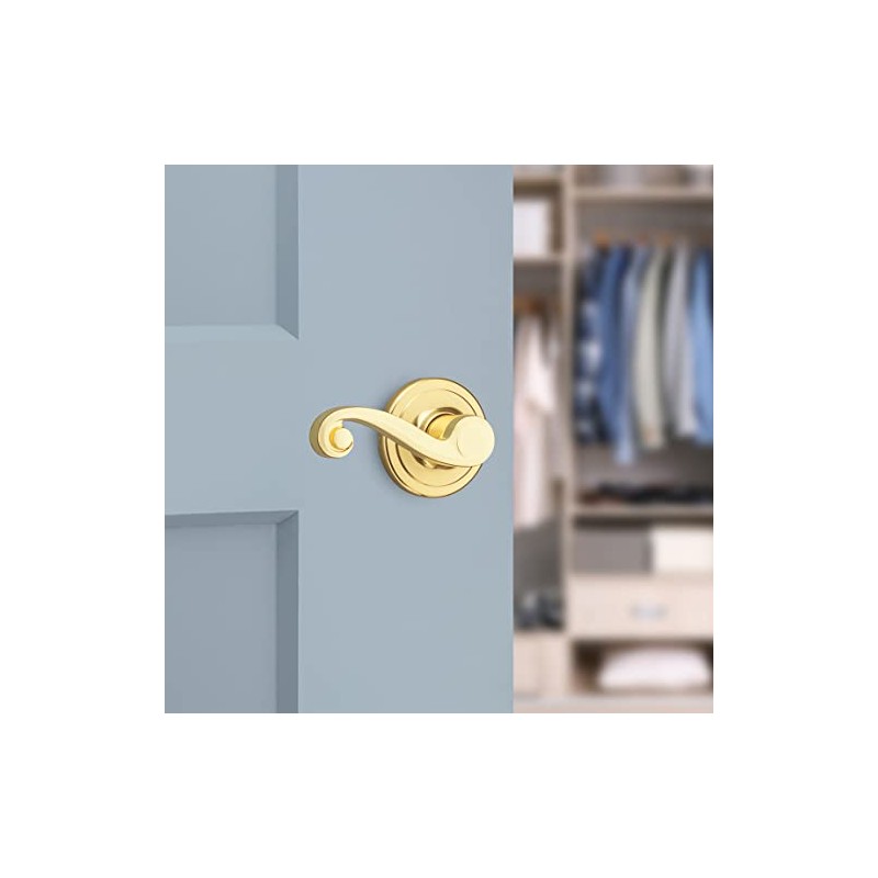 Kwikset Lido Left-Handed Half-Dummy Lever with Protection in Polished Brass