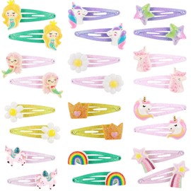 patinadrift 24 Stück Haarspangen Kinder, Einhorn Haarspangen Mädchen Regenbogen Baby Haarspangen Klein Cartoon Clips Kinder Haarschmuck Haar Accessoire für Mädchen Kinder