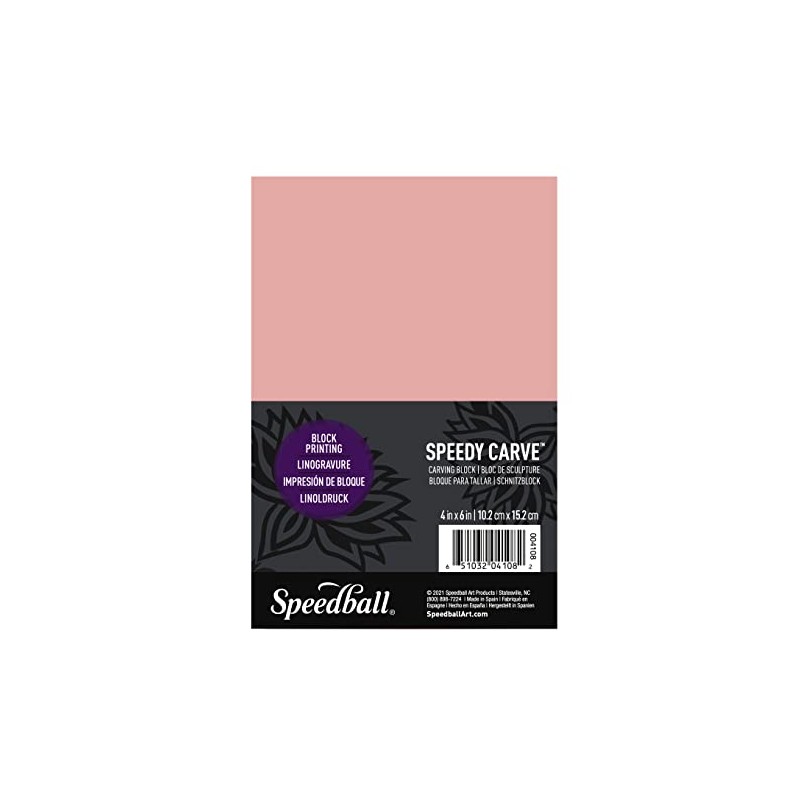 Speedball Speedy-Carve Block Printing Carving Block, Rectangle, Pink, 4 x