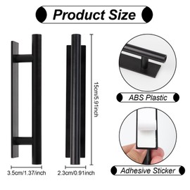 LLMSIX 4PCS Peel and Stick Handles for Cabinets, Adhesive Cabinet Handles Stick on Cabinet Handles Self Adhesive Cabinet Handles for Drawer Kitchen Window Sliding Door (Black)