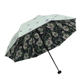 Stylish Blossom Sun Protection Travel Umbrella SPF 50+ Lady's Parasol Sunblock UV Protective with Double Layer Windproof Umbrella for Women (Green)