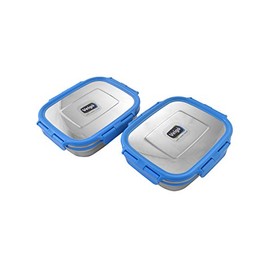 Veigo Lock N Steel 100 Percent Air Tight 2 Pcs Container(2 Big), Dark Blue