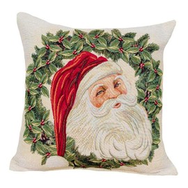 Peggy Wilkins Santa's Wreath Christmas Tapestry Cushion - 45cm x 45cm
