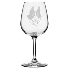 Etched Laser Art East Siberian Laika Dog Themed Etched 12.75oz Wine Glass