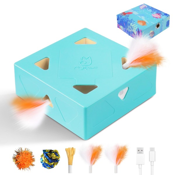 Migipaws Automatic MigiBox Cat Toys 3 n1 Interactive Pounce Mystery