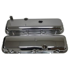 1965-72 Compatible/Replacement for CHEVY BIG BLOCK 396-427-454 SHORT OEM STYLE STEEL VALVE COVERS W/DRIPPER RAILS - CHROME