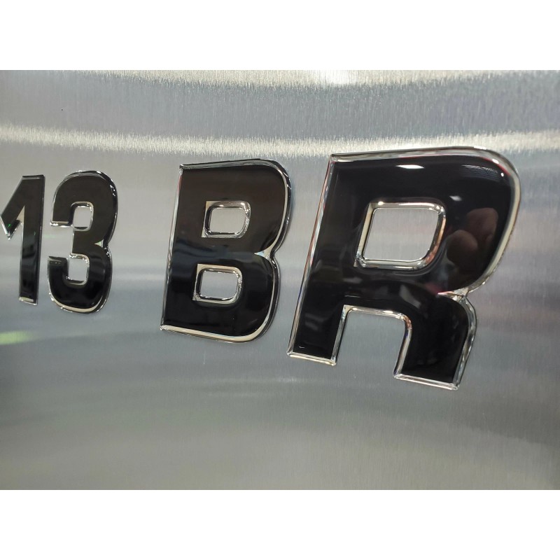 3DLTRG Black Center - Chrome Outline Domed Boat Registration Numbers