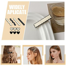 UEIOAVL Haarspangen, 6 Stück französische Haarspangen Liebesherz gewellte Haarspangen aus Acryl für dünnes Haar und dickes Haar Damen-Haarspangen-Set für Frauen und Mädchen (Schwarz, Weiß)