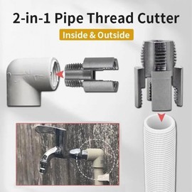 Pipe Thread Cutting Tool, Integrated Internal & External Pipe Threading Tool, Electric Drill Compatible PVC Pipes Threader Kit, 1/2" 3/4" PVC Thread Maker Tools for Electric Drill (1set)