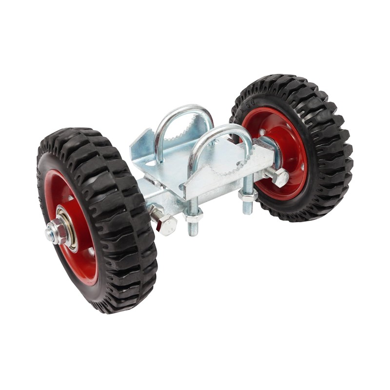 2 Pack Rolling Gate Heavy-Duty Rubber Wheel Carrier, Double-U Bolts