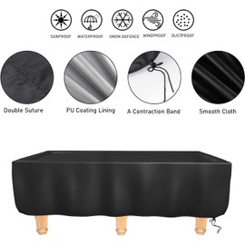 Fenghome Pool Table Cover, 7/8 ft Waterproof Billiard Table Cover for Patio Table Dustproof Oxford Fabric Snooker Table Cover with Drawstring - 225x116x82cm