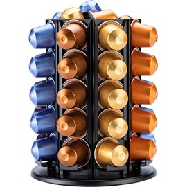 Coffee Capsules Holder for Nespresso 360 Degree Rotation with Central Additional Pod Storage (40+)
